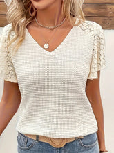 Lace V-Neck Flutter Sleeve Top OutfitFlow
